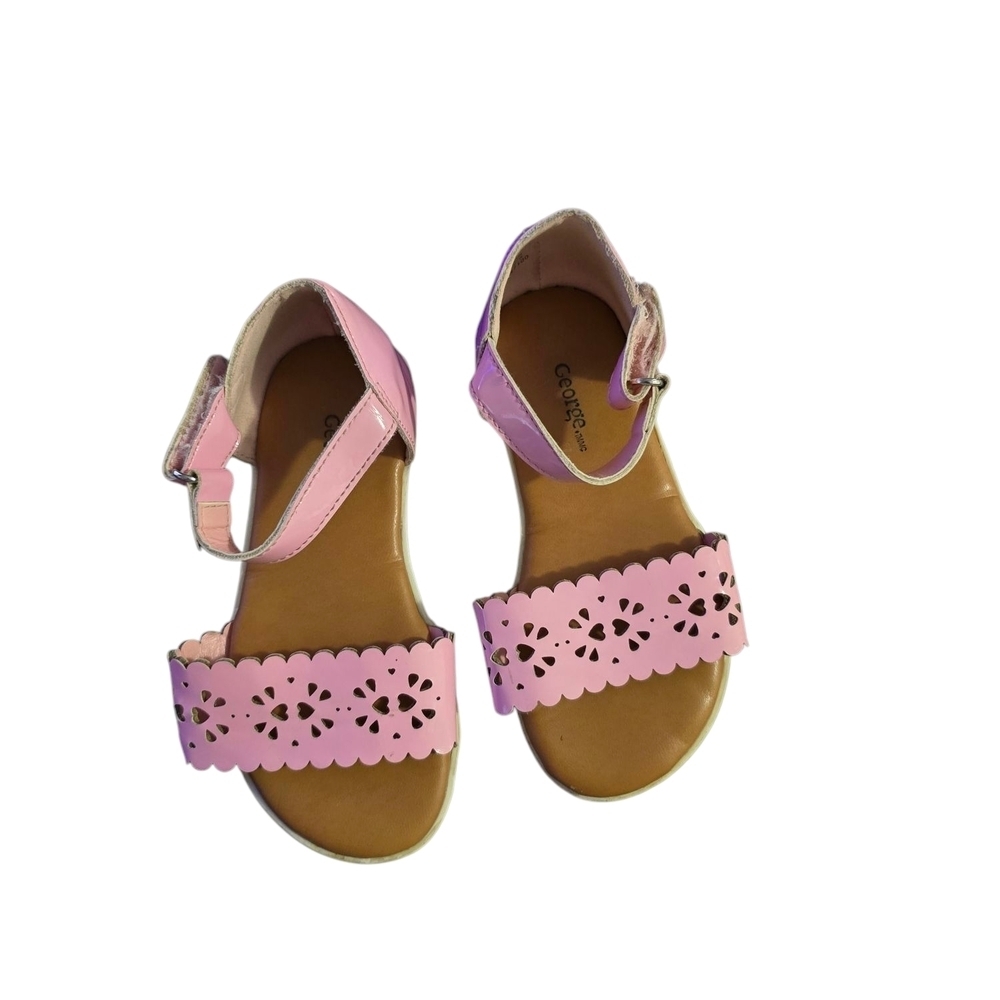 George Pink and Tan Floral Kids Sandals. Size 8